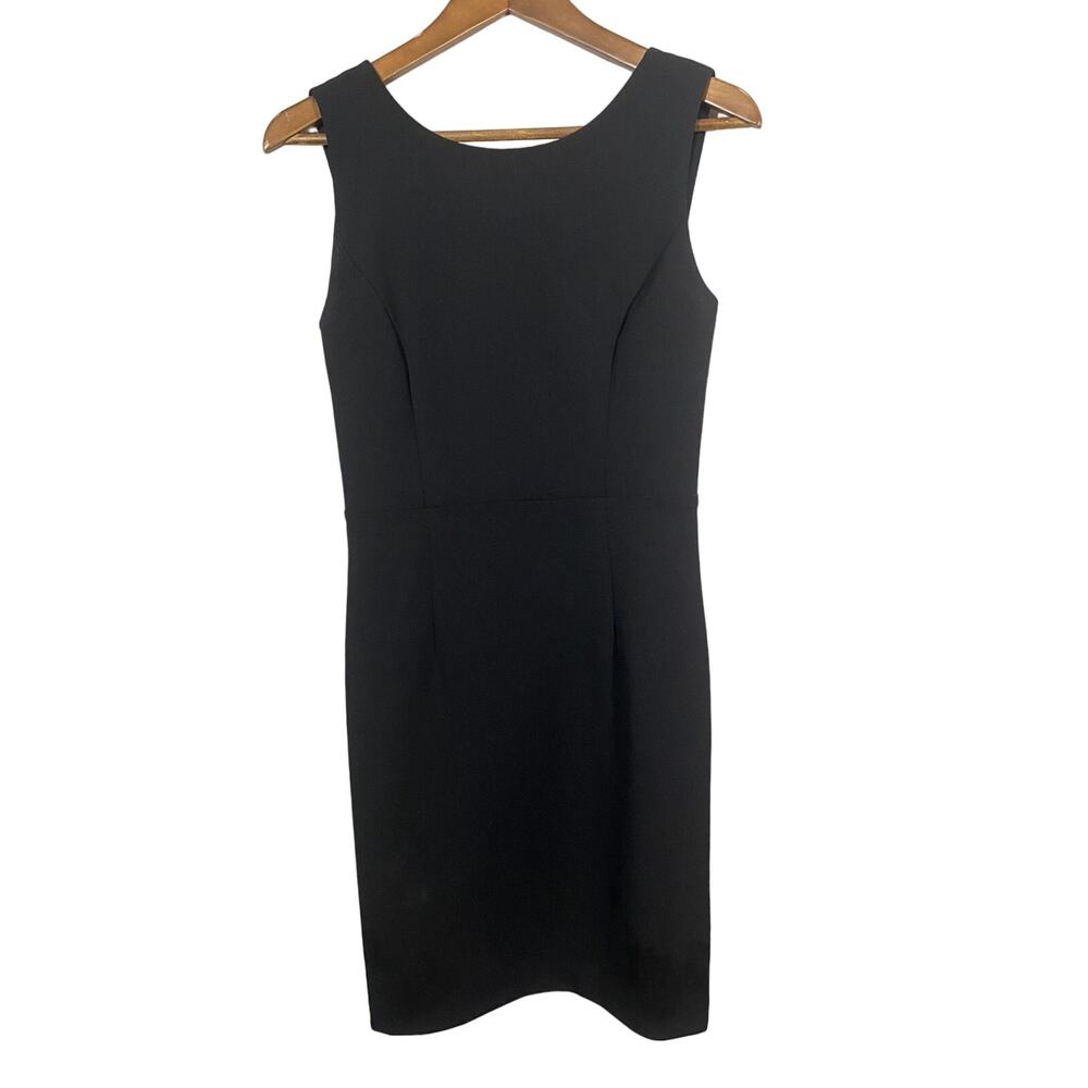Betsey Johnson Cross Back Dress LBD Sleeveless Sheath Career Casual Black - S